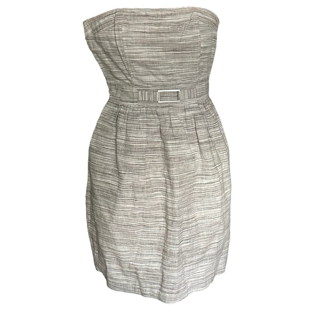 Banana Republic Strapless Linen Cotton Blend Coastal Dress Pockets Sz 0 EUC! XS